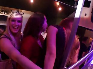 In the VIP area of a nightclub drunk girls fuck total strangers