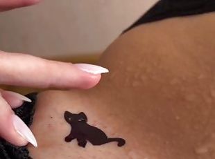 Beautiful Temporary Tattoo on Pussy. Hot Sticker Tattoo