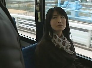 Stunning Asian Chick Gets Her Hairy Pussy Fingered In Bus