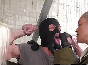 Military femdoms give outdoor threesome BDSM