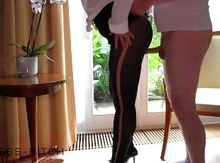 sexy secretary fucked having sex meeting with the boss in front of a hotel window