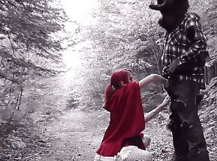 Red riding hood cosplay porn with the wolf throating her restless