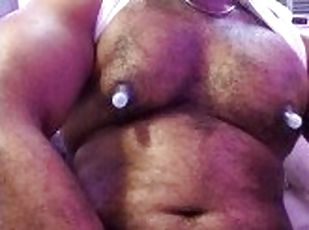 Uncut Beefy Chubby Muscle Titpig Himbo playing with his Nipple Pumps and Twerking Bubble Butt