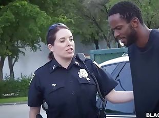 Two thick police chicks fuck a black fella who fucked neighbor's wife