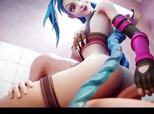 Jinx Hard Dick Riding And Getting Creampie In The Toilet Stall  Hottest League Of Legends Hentai 4k