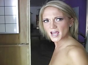Amateur blonde slut gets naked and fucked hard by the repair man