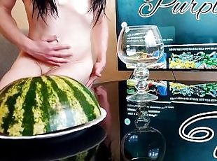 tgirl fucks ???? watermelon ???? passionate and power fucking, cum on food ???? HD porn