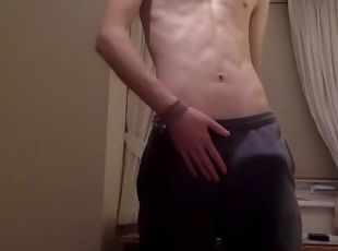 Webcam Teen Shows Bulge and Jerks Off in Sweatpants