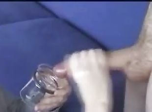 Kinky slut drinks cum out of a glass and loves the taste