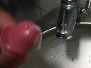 Quick cumshot in the public toilet - nearly ruined