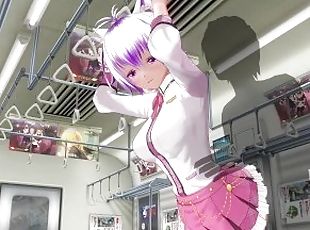 3D HENTAI Schoolgirl didn't wear panties on the train (PART 2)