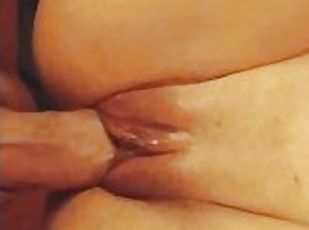 The tip of my dick in her tight pussy