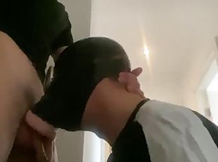 Hung, fit, straight chav comes back to throat fuck sub in fleshlight mask