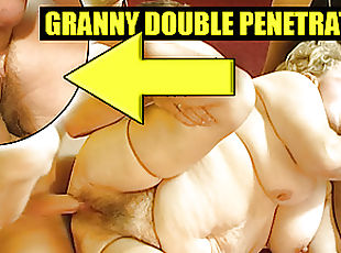 Fat hairy granny gets double penetrated!!!