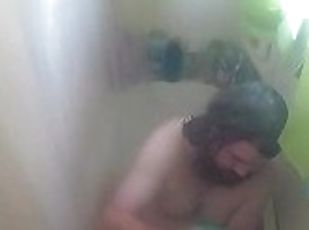 Overhead view of takeing a shower
