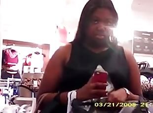 Two pretty chicks get caught ona a hidden cam in a public place