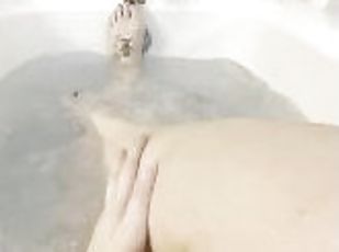 BBW stepmom MILF long legs and foot fetish in the tub my pov