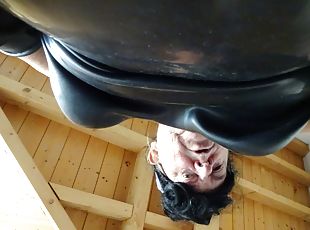 perv latex dress bessy condom and cum on rubber boot lick enjoys different dildos
