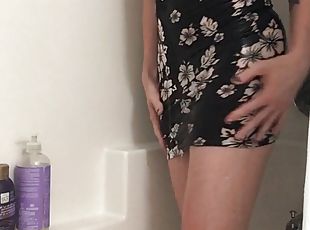 Grinding in the shower in a gorgeous dress