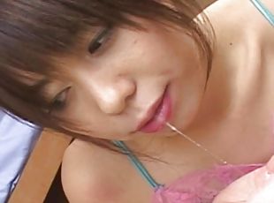 Japanese Maho Sawai is getting sperm in her mouth