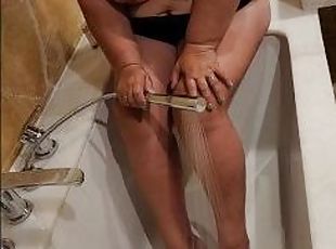 Grandma Step Mom half naked cools down her tired feet !