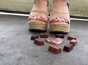 Wedges stepping on chocolate ???? trailer/preview. JuliaApril @ onlyfans