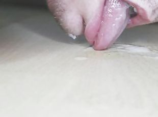 Pissing on dildo before fucking myself and eating my own cum