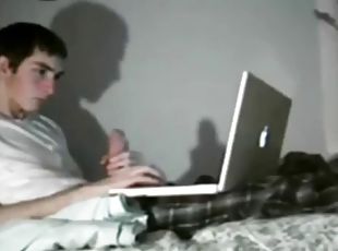 18 year old me jerking off while watching porn on my laptop
