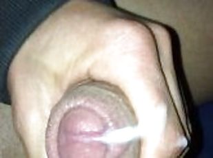 Close up thick uncut cock cumshot - outdoor night