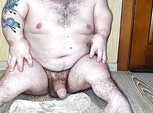 Cuckold give midget his unaware wife's panties and dwarf cum on them