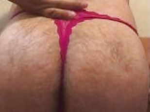 Wearing my Wife´s used Pink thong