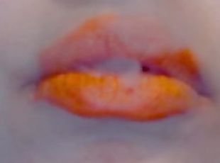 Orange Lips smoke with Latex Glove