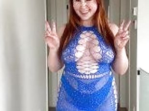 Busty Redhead Isla Moon Sheer Dress Bouncing Boobs